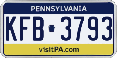 PA license plate KFB3793