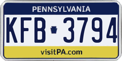 PA license plate KFB3794