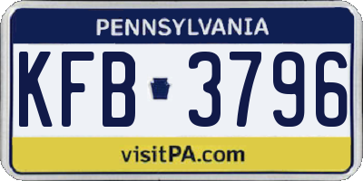 PA license plate KFB3796
