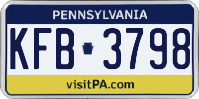 PA license plate KFB3798