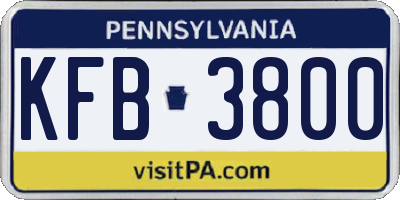PA license plate KFB3800