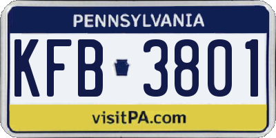 PA license plate KFB3801