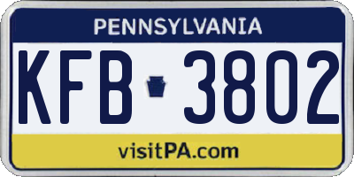 PA license plate KFB3802