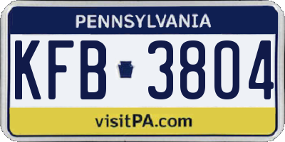 PA license plate KFB3804