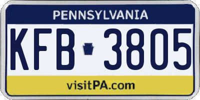 PA license plate KFB3805