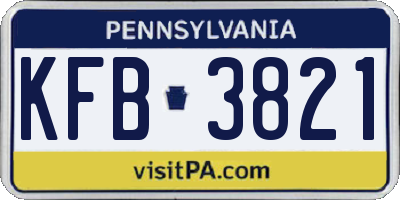 PA license plate KFB3821