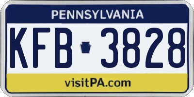 PA license plate KFB3828