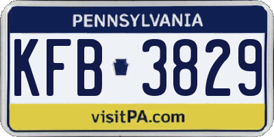 PA license plate KFB3829