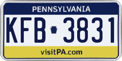 PA license plate KFB3831