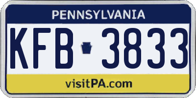 PA license plate KFB3833