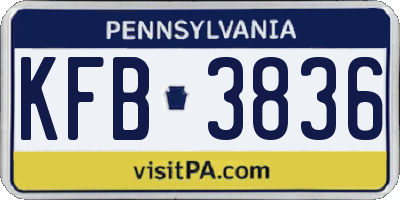 PA license plate KFB3836