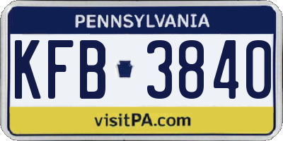 PA license plate KFB3840