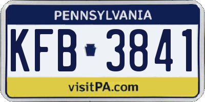 PA license plate KFB3841
