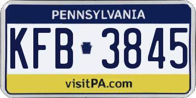 PA license plate KFB3845