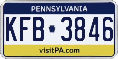 PA license plate KFB3846