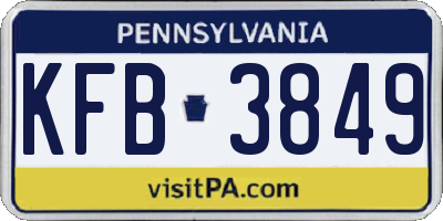 PA license plate KFB3849