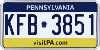 PA license plate KFB3851