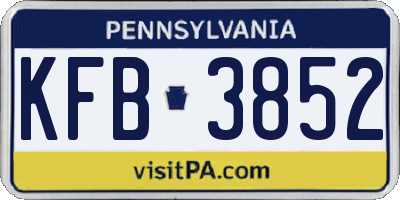 PA license plate KFB3852