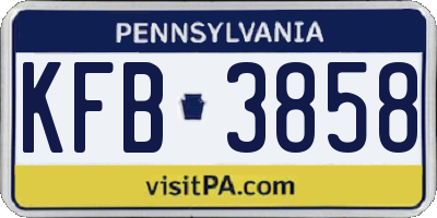 PA license plate KFB3858