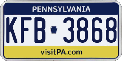 PA license plate KFB3868