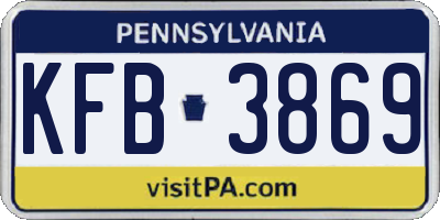 PA license plate KFB3869