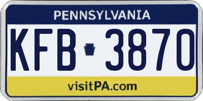 PA license plate KFB3870