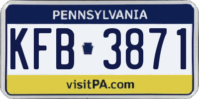 PA license plate KFB3871