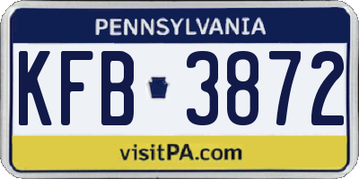 PA license plate KFB3872