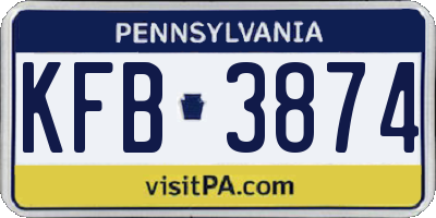PA license plate KFB3874
