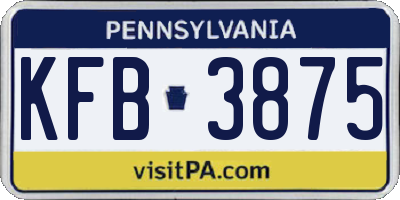PA license plate KFB3875