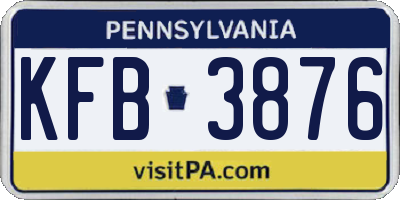PA license plate KFB3876