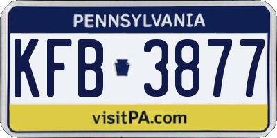 PA license plate KFB3877