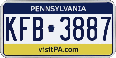 PA license plate KFB3887
