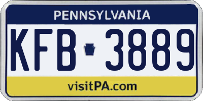 PA license plate KFB3889