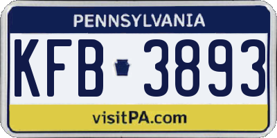 PA license plate KFB3893