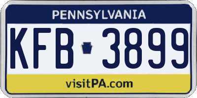 PA license plate KFB3899