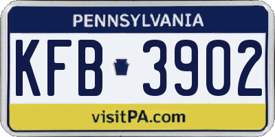 PA license plate KFB3902