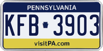 PA license plate KFB3903