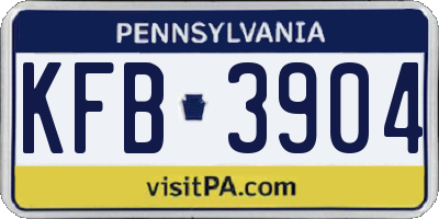 PA license plate KFB3904