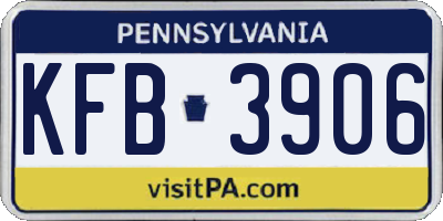 PA license plate KFB3906
