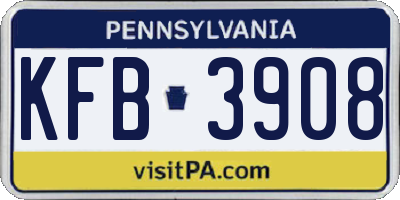 PA license plate KFB3908