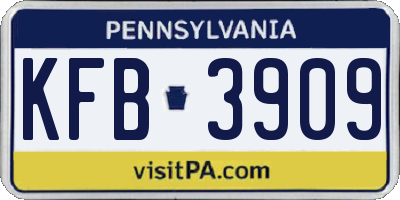 PA license plate KFB3909