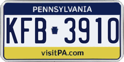 PA license plate KFB3910