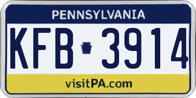 PA license plate KFB3914