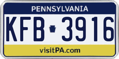 PA license plate KFB3916