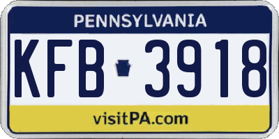 PA license plate KFB3918