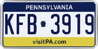 PA license plate KFB3919