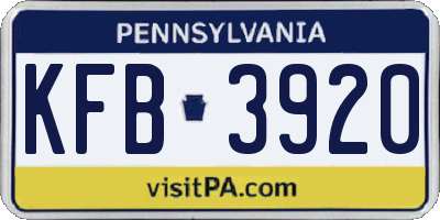 PA license plate KFB3920