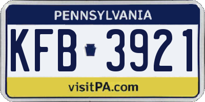 PA license plate KFB3921