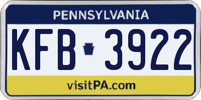 PA license plate KFB3922